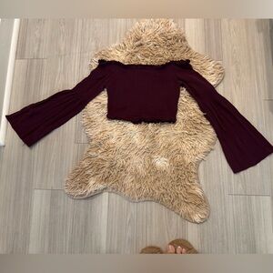 Perfect Condition Burgundy Stretchy Off the Shoulder Crop Top w Bell Sleeves